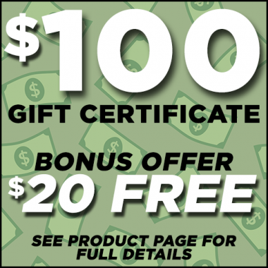$100 SBB Gift Certificate - Get $20 FREE!