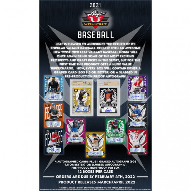 2021 Leaf Valiant Baseball (Random Box - Case Break #1) Baseball
