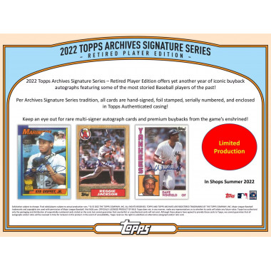 2022 Topps Archives Signature Series Retired Player Baseball (Hit Draft - 10-box Break #5) Baseball