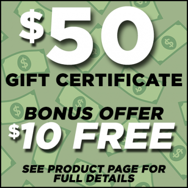 $50 SBB Gift Certificate - Get $10 FREE!